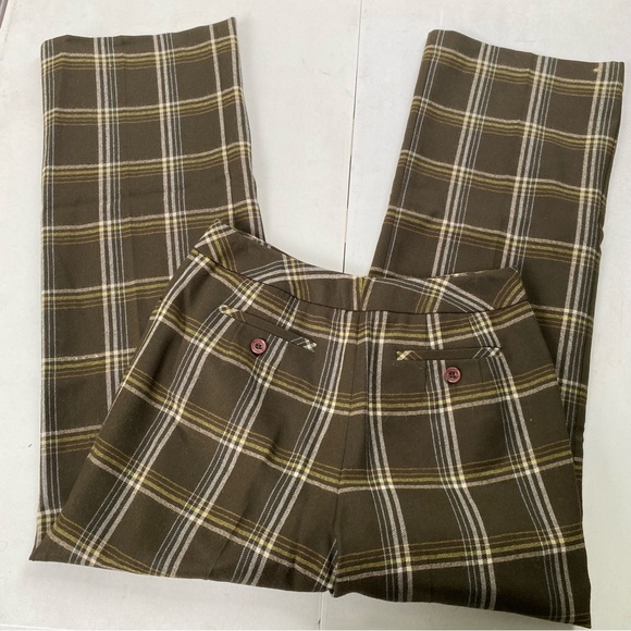 Talbots womens green plaid wool wide leg dress pant Size 2 - Picture 5 of 7